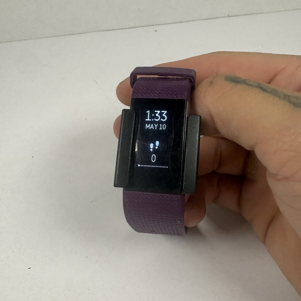 Fitbit Charge 2 Blue Heart Rate Fitness Watch Wristband FB407 w/ Charger